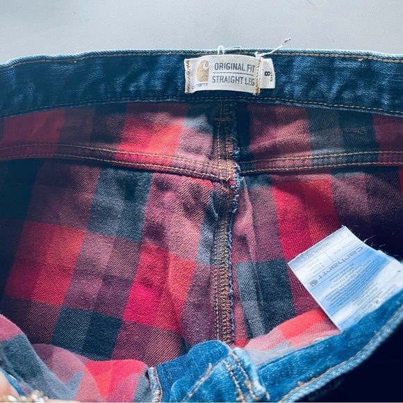 Carhartt Flannel-Lined Straight Leg Jeans – Blue Denim, Size 8 Short - Picture 7 of 14